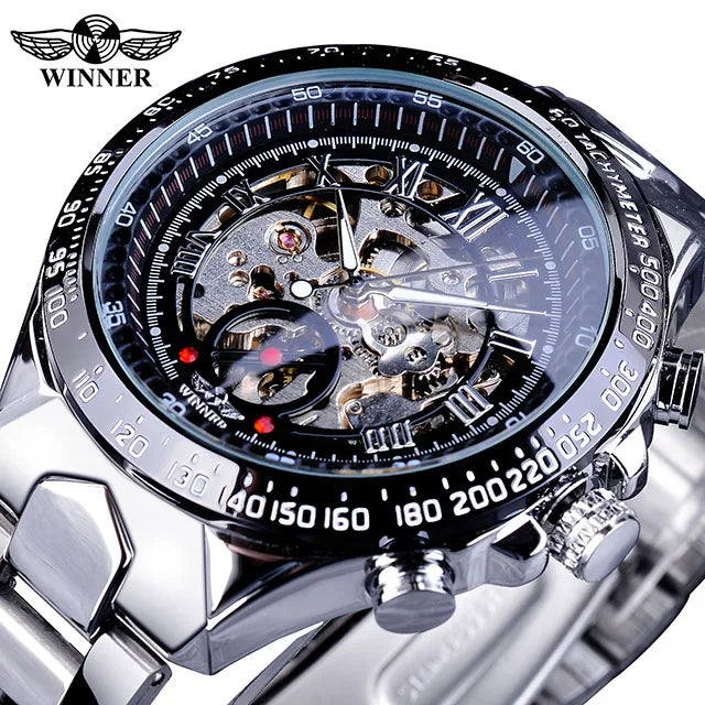 Winner Mechanical Sport Design Bezel Golden Watch Mens Watches Top Brand Luxury Montre Homme Clock Men Automatic Skeleton Watch